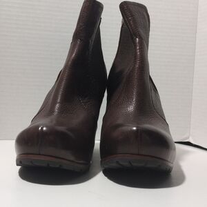 Kork-Ease Dark Brown Leather Ankle Booties